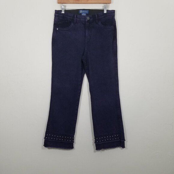 Democracy Purple "Ab" solution Crop Raw Hem Jeans Suze 10 - Picture 1 of 5